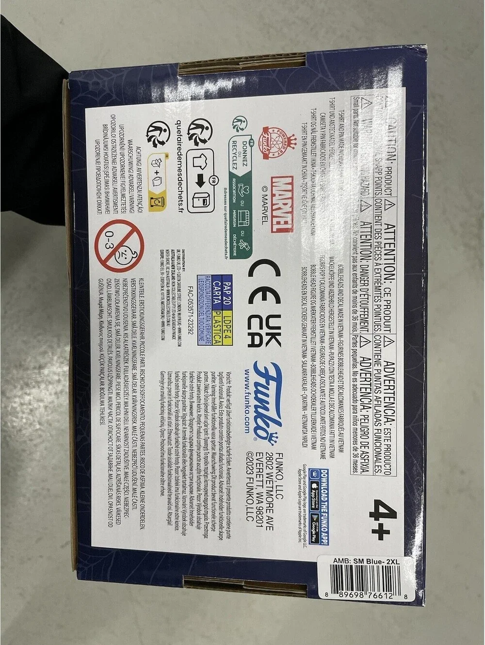 Funko Pop Spider-man Blue Marvel Collector Corps Box Size 2xl